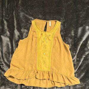 Xhilaration Mustard Sleeveless Ruffle Blouse